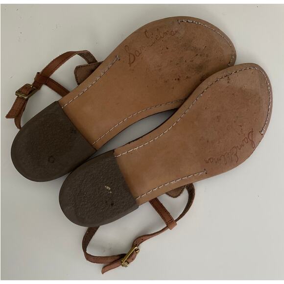 Sam Edelman Gigi Brown T Strap Flat Sandal Leather Thong Ankle Strap 7 - Picture 4 of 6